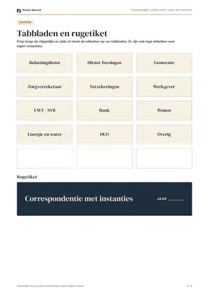 Pagina 8: Tabbladen en rugetiket