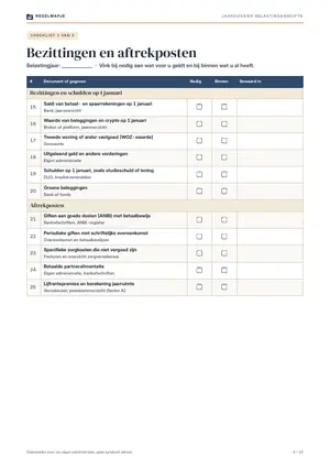 Pagina 4: Checklist 2 van 3: bezittingen en aftrekposten