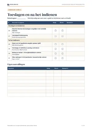 Pagina 5: Checklist 3 van 3: toeslagen en na het indienen