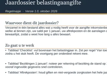 Tabblad Uitleg vooraf in het ingevulde voorbeeld
