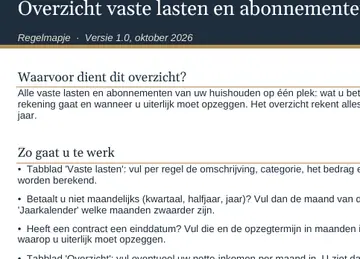Tabblad Uitleg vooraf in het ingevulde voorbeeld