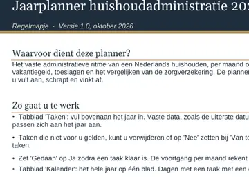 Tabblad Uitleg vooraf in het ingevulde voorbeeld